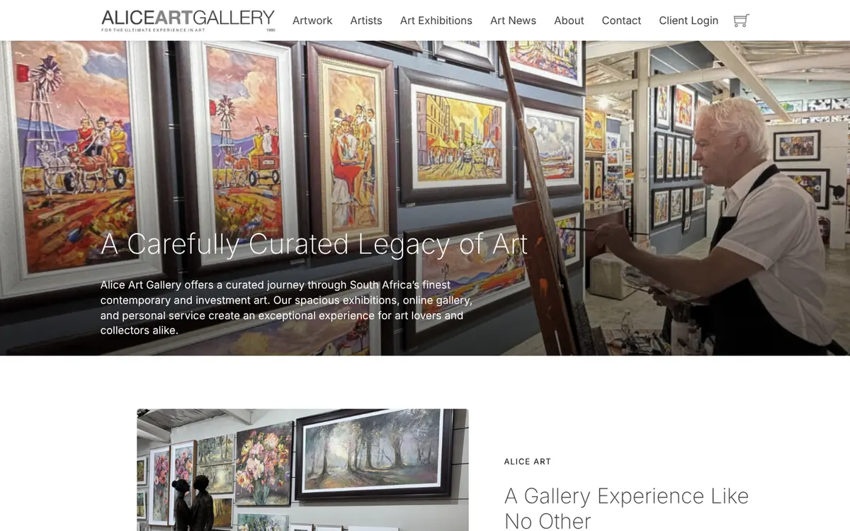 Alice Art Gallery home page